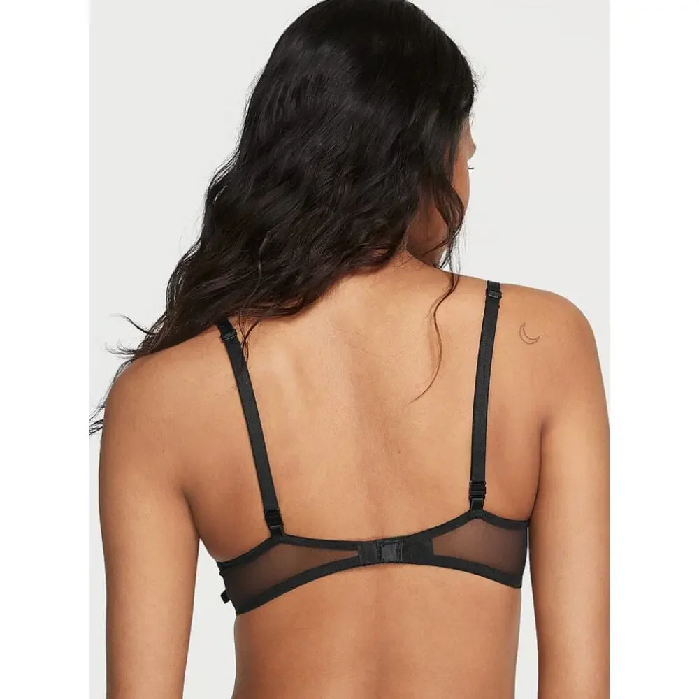 Victorias Secret Sexy Tee Posey Lace Lightly Lined Demi Bra Womens 34D New Black